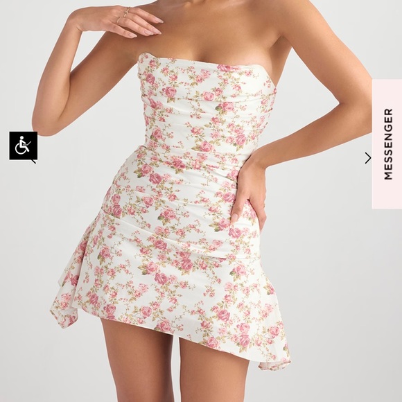 NWT 🌷HOUSE OF CB🌷 Jasmine Rose Print Draped Corset Dress - Picture 4 of 5